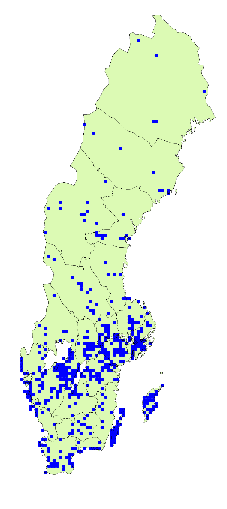 Utbredningskarta för snöbollschampinjon