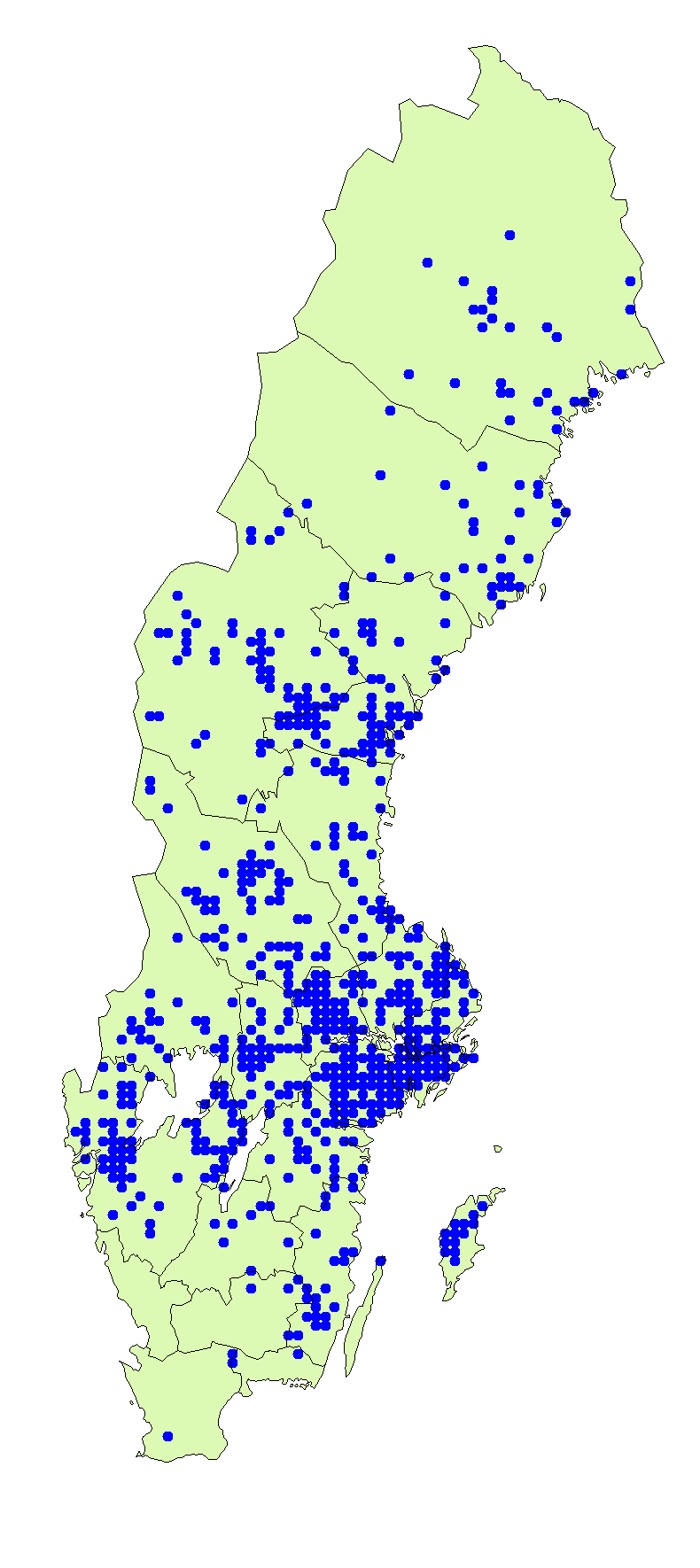 Utbredningskarta för brödticka