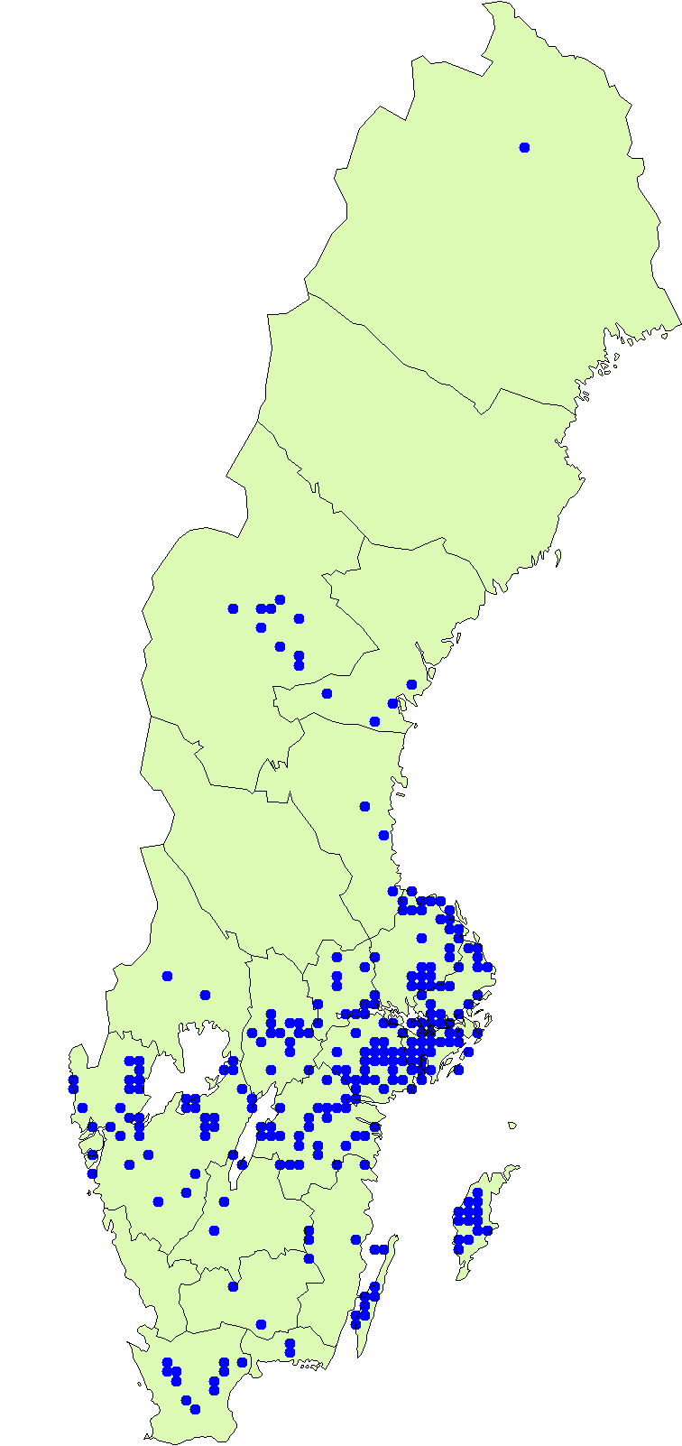Utbredningskarta för guldkremla